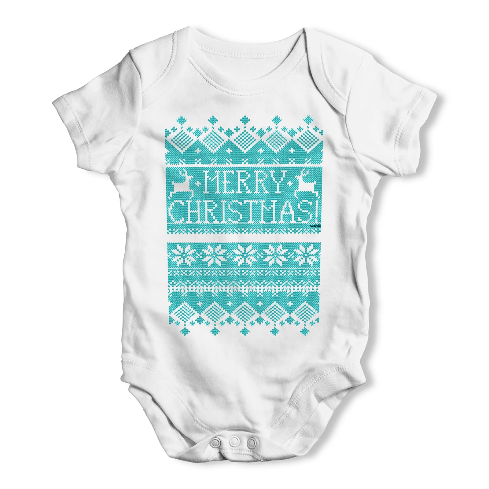 Merry Christmas Ugly Christmas Sweater Baby Grow Bodysuit