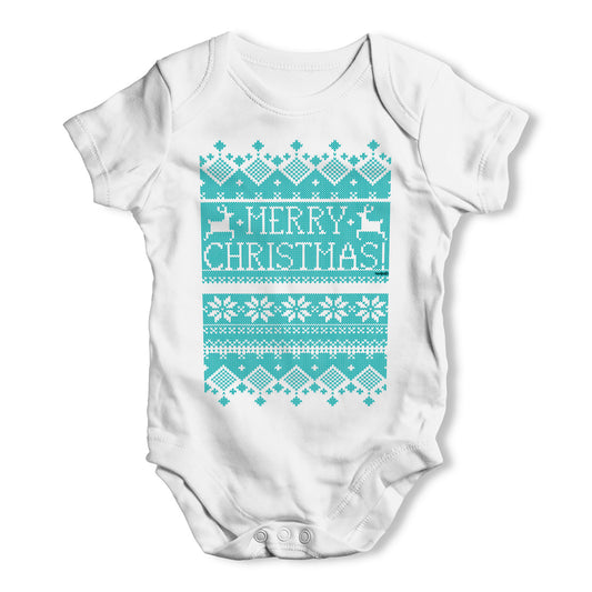 Merry Christmas Ugly Christmas Sweater Baby Grow Bodysuit