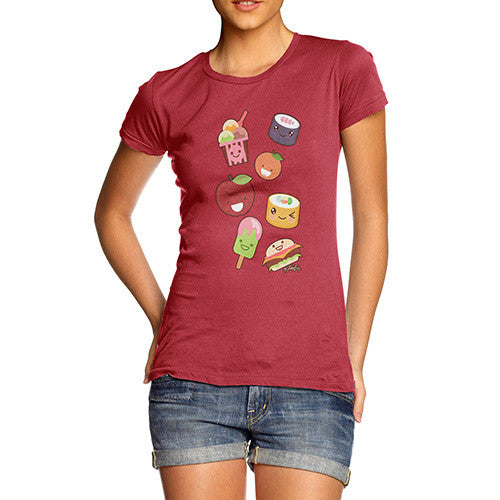 Women's Kawaii Japanese Sweets & Treats Emoji T-Shirt