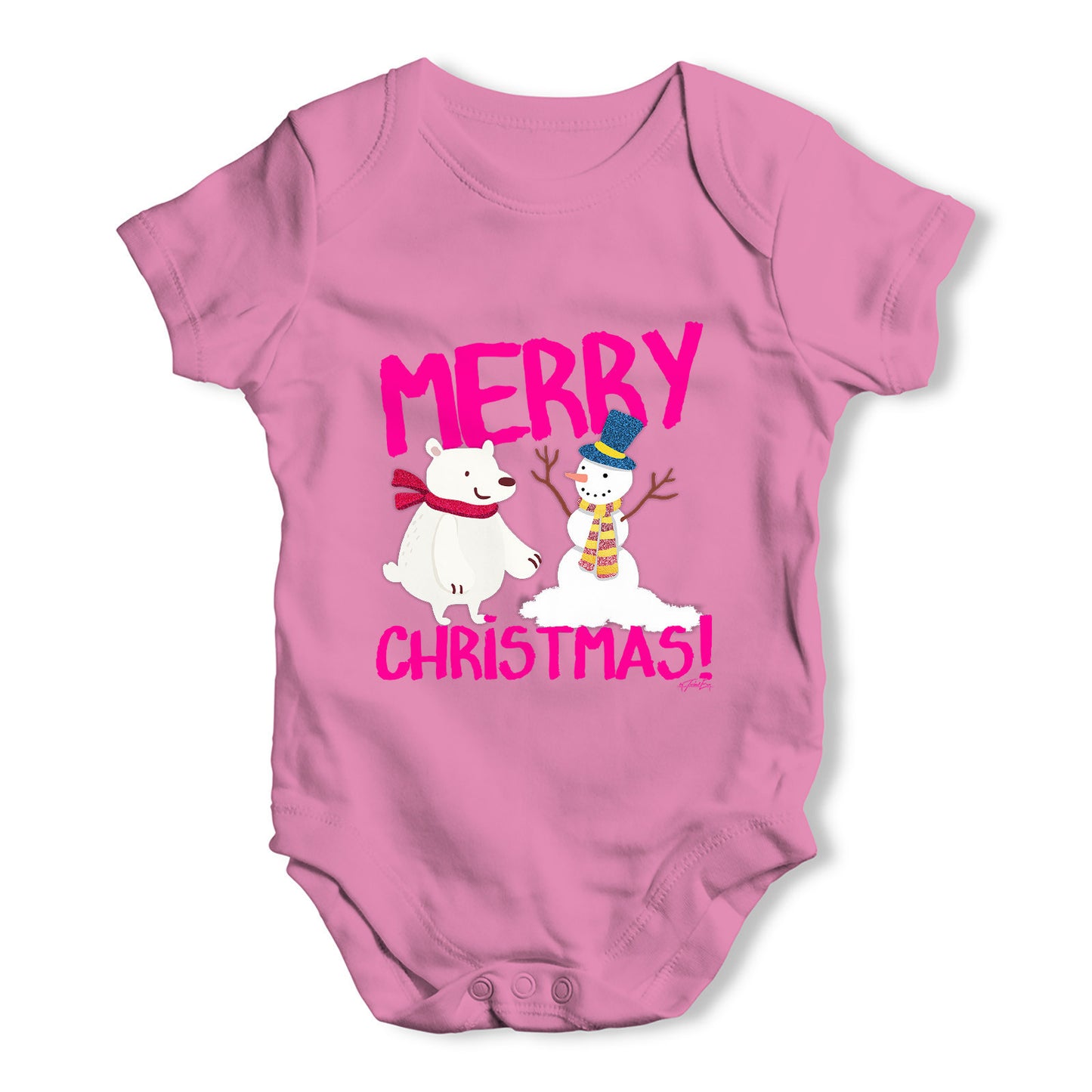 Merry Christmas Bear & Snowman Baby Grow Bodysuit