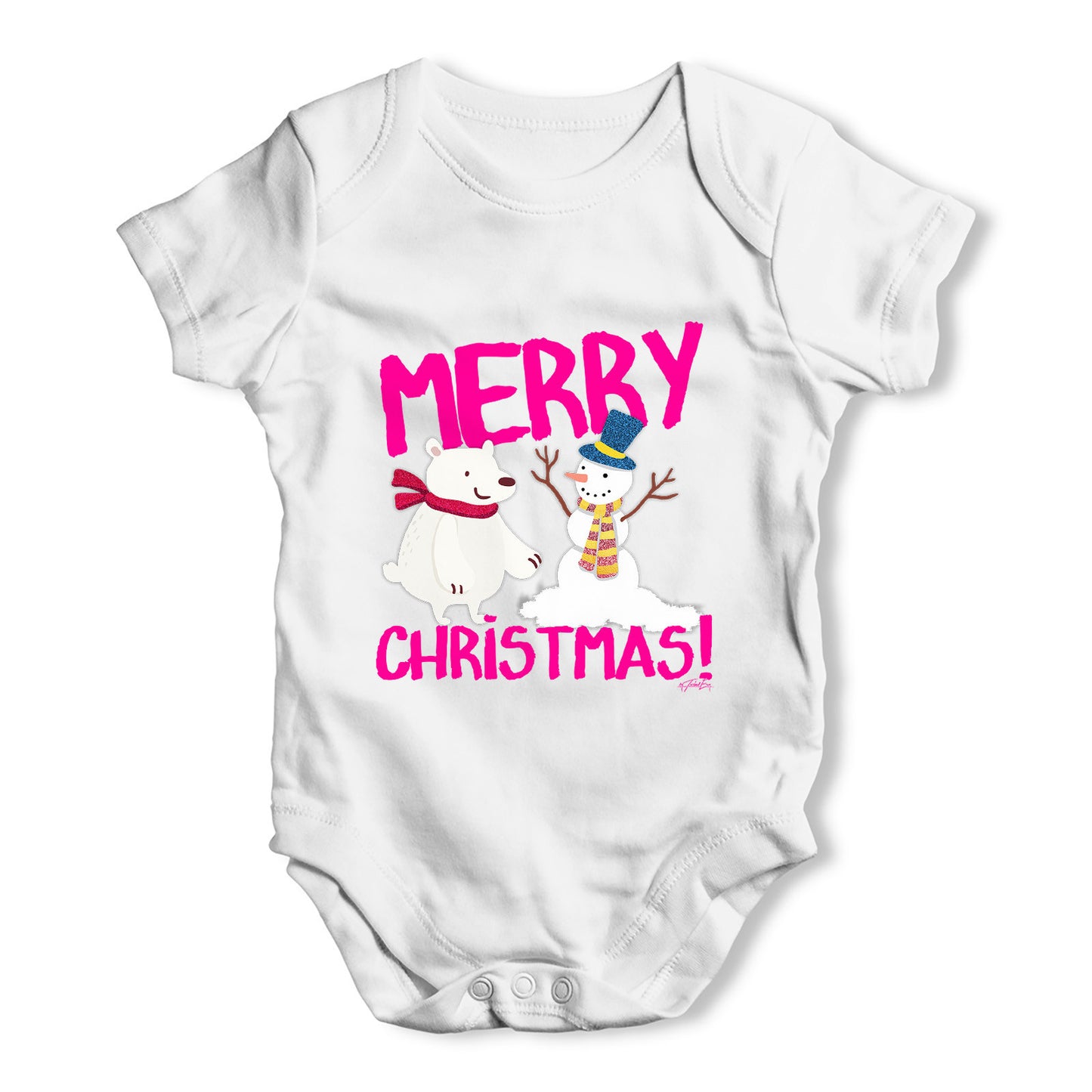 Merry Christmas Bear & Snowman Baby Grow Bodysuit