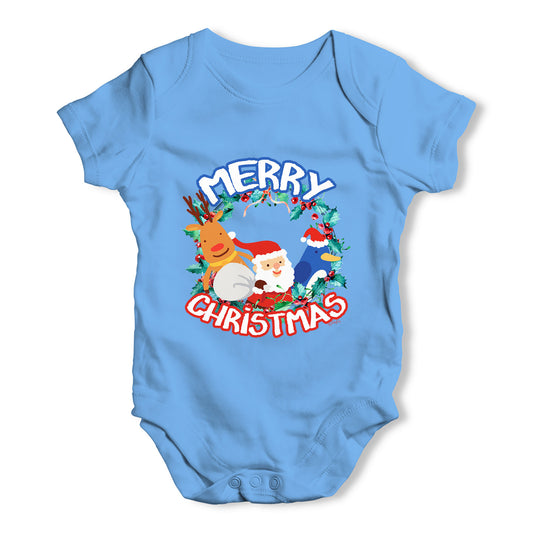 Merry Christmas Wreath Baby Grow Bodysuit