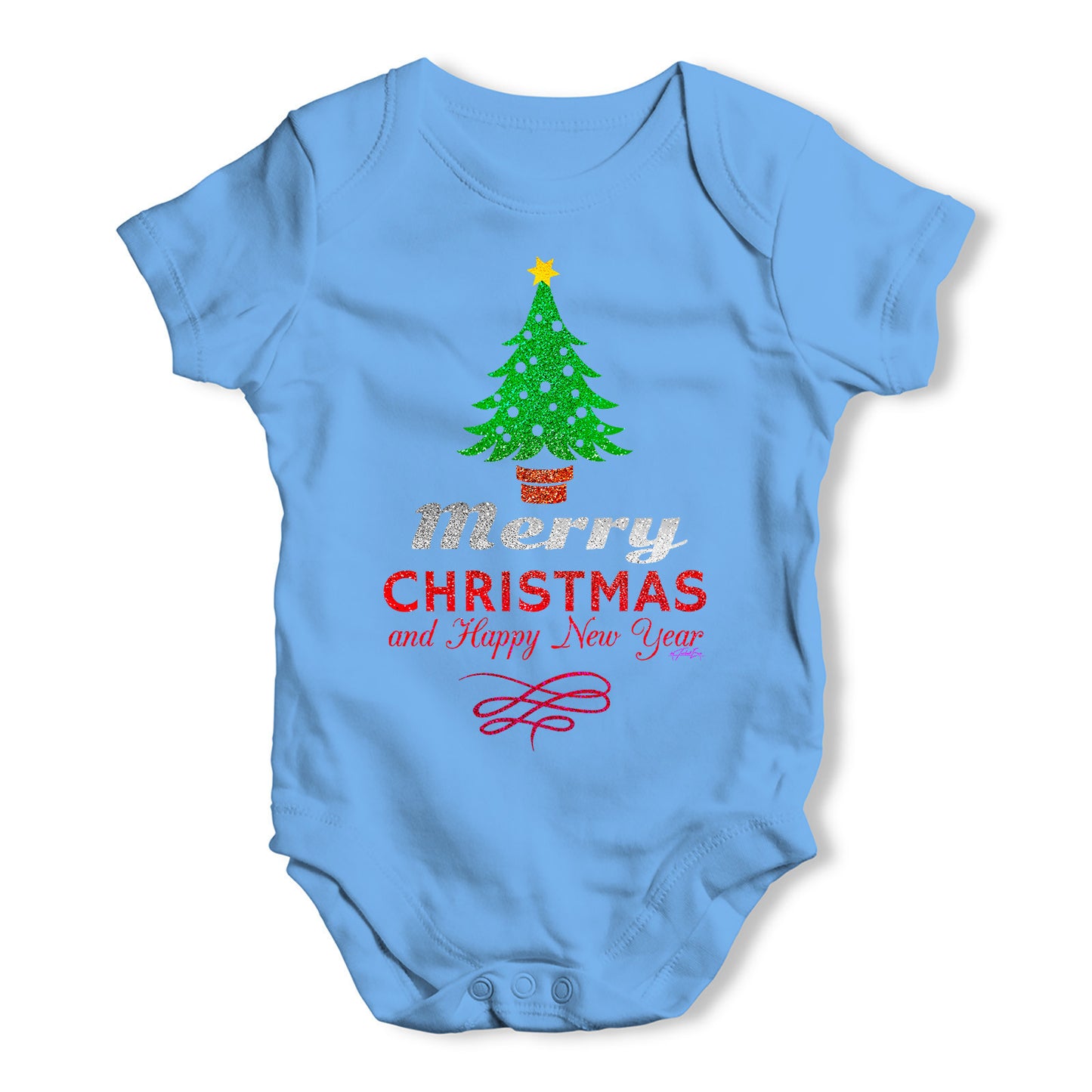 Merry Christmas & A Happy New Year Baby Grow Bodysuit