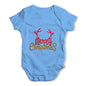 Merry Christmas Glitter Antlers Baby Grow Bodysuit