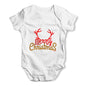 Merry Christmas Glitter Antlers Baby Grow Bodysuit