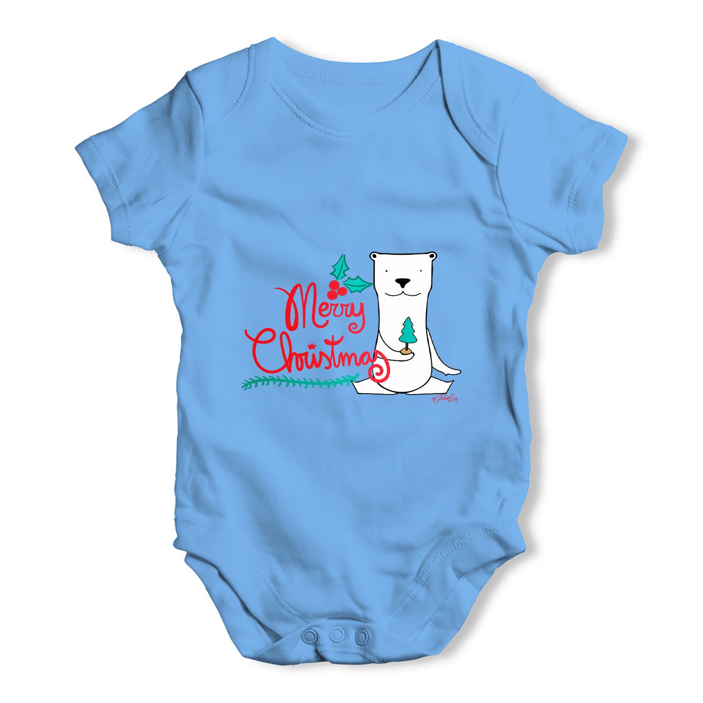 Merry Christmas Polar Bear Baby Grow Bodysuit