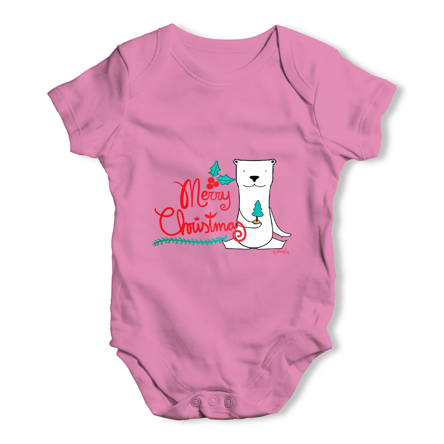Merry Christmas Polar Bear Baby Grow Bodysuit