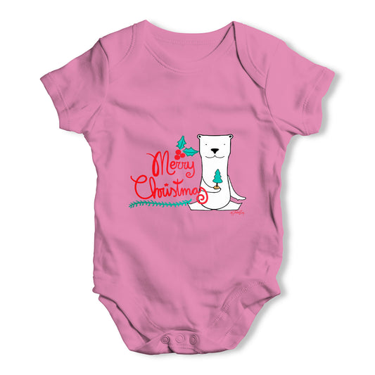 Merry Christmas Polar Bear Baby Grow Bodysuit