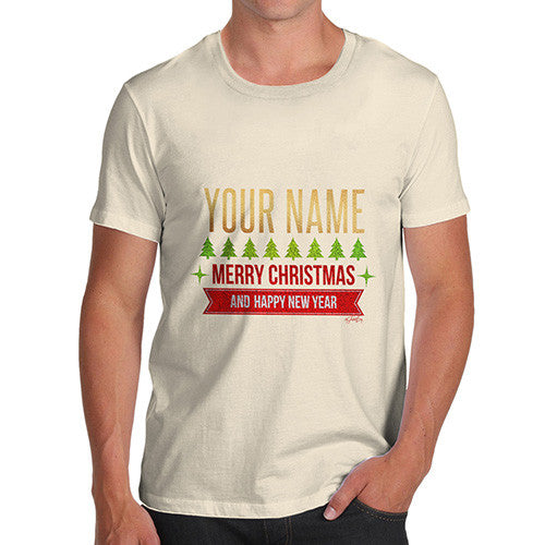 Men's Personalised Merry Christmas And Happy New Year T-Shirt