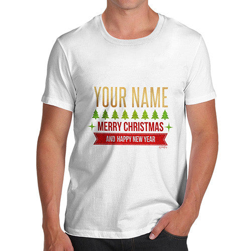 Men's Personalised Merry Christmas And Happy New Year T-Shirt