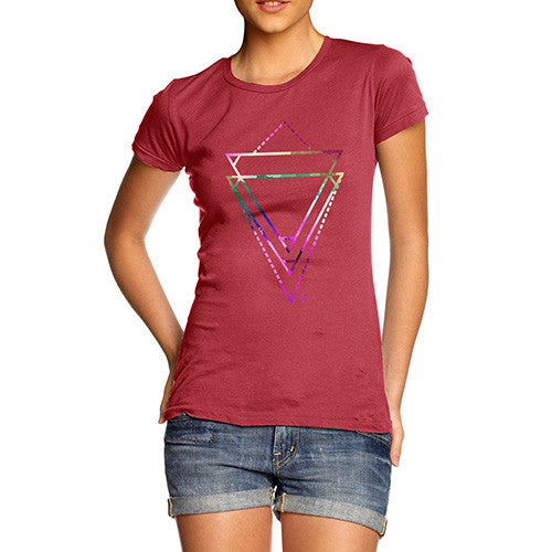 Women's Geometric Watercolour Triangles T-Shirt