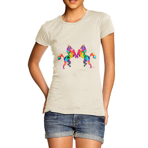 Women's Geometric Rainbow Horses T-Shirt
