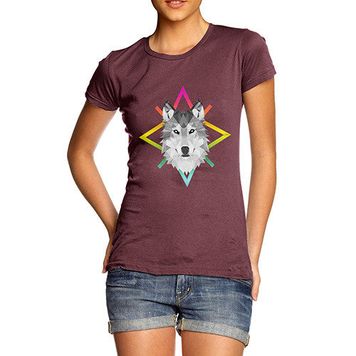 Women's Geometric Wolf Face T-Shirt