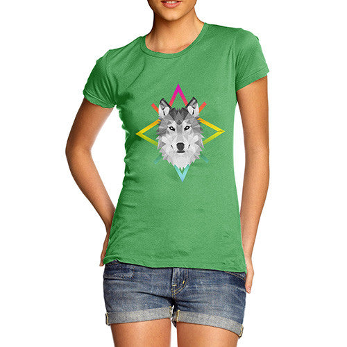 Women's Geometric Wolf Face T-Shirt