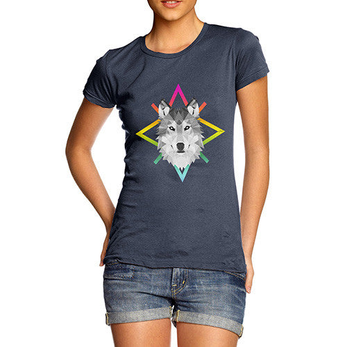 Women's Geometric Wolf Face T-Shirt