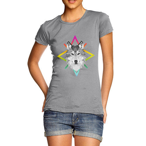 Women's Geometric Wolf Face T-Shirt