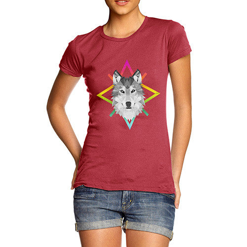 Women's Geometric Wolf Face T-Shirt