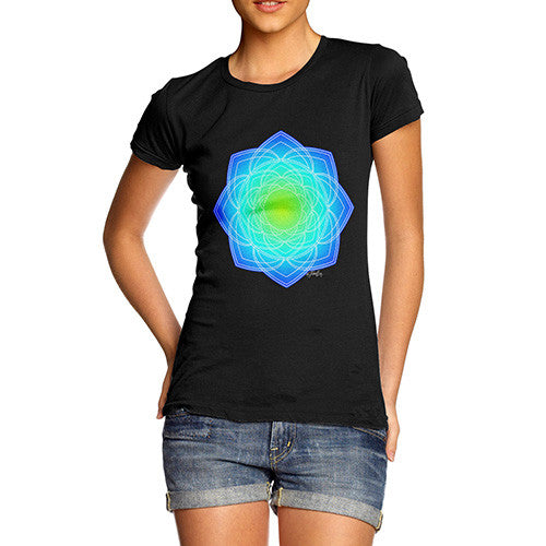 Women's Geometric Blue & Green Mandala T-Shirt