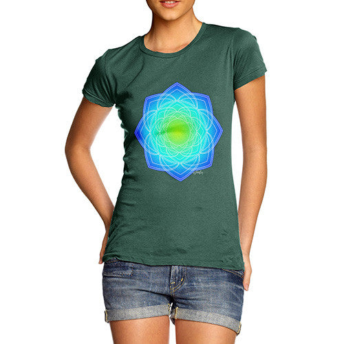 Women's Geometric Blue & Green Mandala T-Shirt