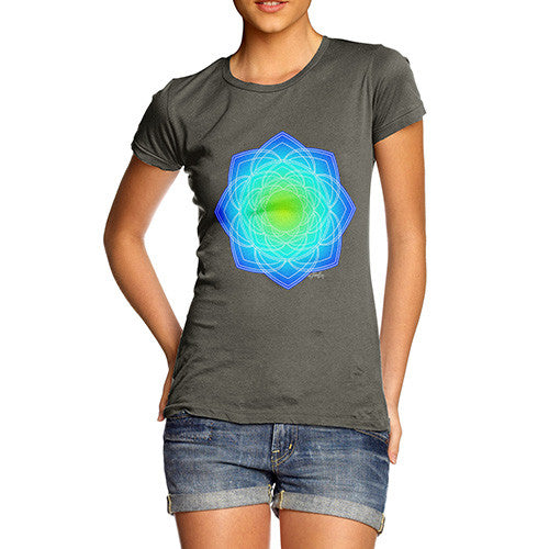 Women's Geometric Blue & Green Mandala T-Shirt