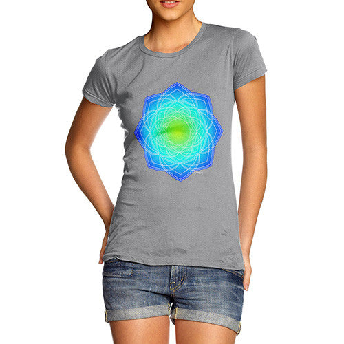 Women's Geometric Blue & Green Mandala T-Shirt