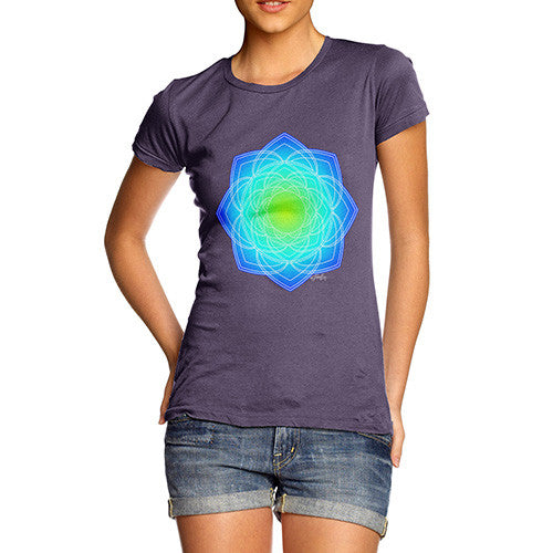 Women's Geometric Blue & Green Mandala T-Shirt