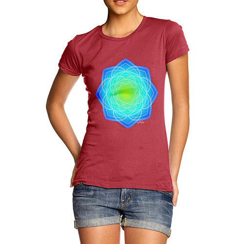 Women's Geometric Blue & Green Mandala T-Shirt