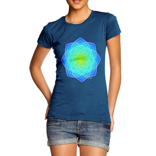 Women's Geometric Blue & Green Mandala T-Shirt