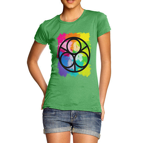 Women's Geometric Rainbow Circles T-Shirt