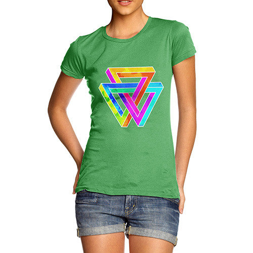 Women's Geometric Rainbow Penrose Triangle  T-Shirt