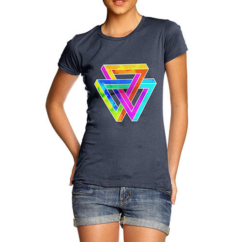 Women's Geometric Rainbow Penrose Triangle  T-Shirt