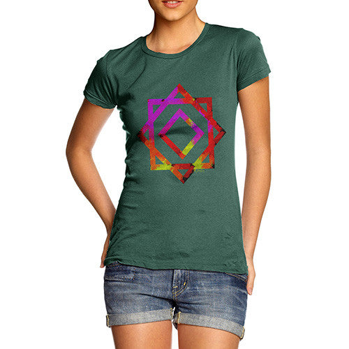 Women's Geometric Paint Splattered Squares T-Shirt