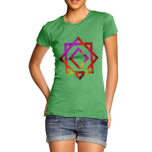 Women's Geometric Paint Splattered Squares T-Shirt