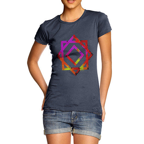 Women's Geometric Paint Splattered Squares T-Shirt