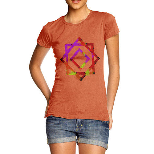 Women's Geometric Paint Splattered Squares T-Shirt