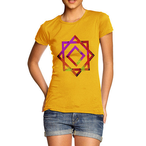 Women's Geometric Paint Splattered Squares T-Shirt
