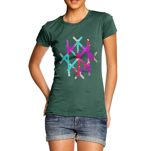 Women's Geometric Colourful Foil Lines T-Shirt