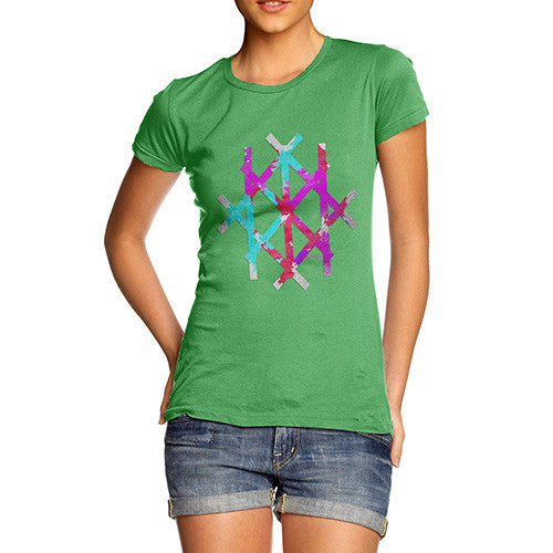 Women's Geometric Colourful Foil Lines T-Shirt