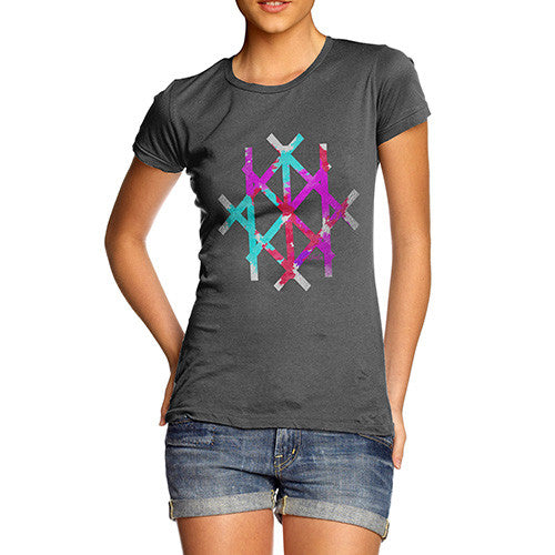Women's Geometric Colourful Foil Lines T-Shirt