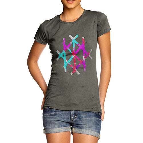 Women's Geometric Colourful Foil Lines T-Shirt