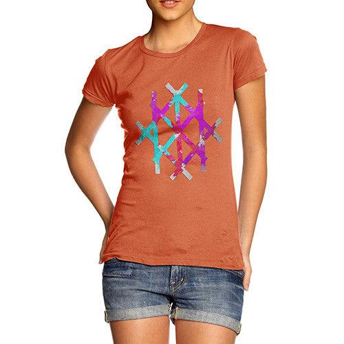 Women's Geometric Colourful Foil Lines T-Shirt