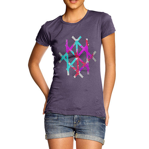 Women's Geometric Colourful Foil Lines T-Shirt