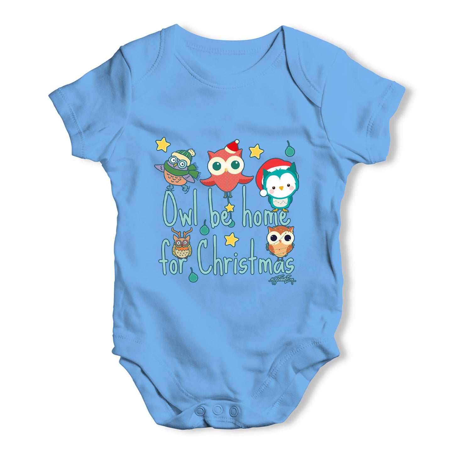 Owl Be Home For Christmas Baby Grow Bodysuit