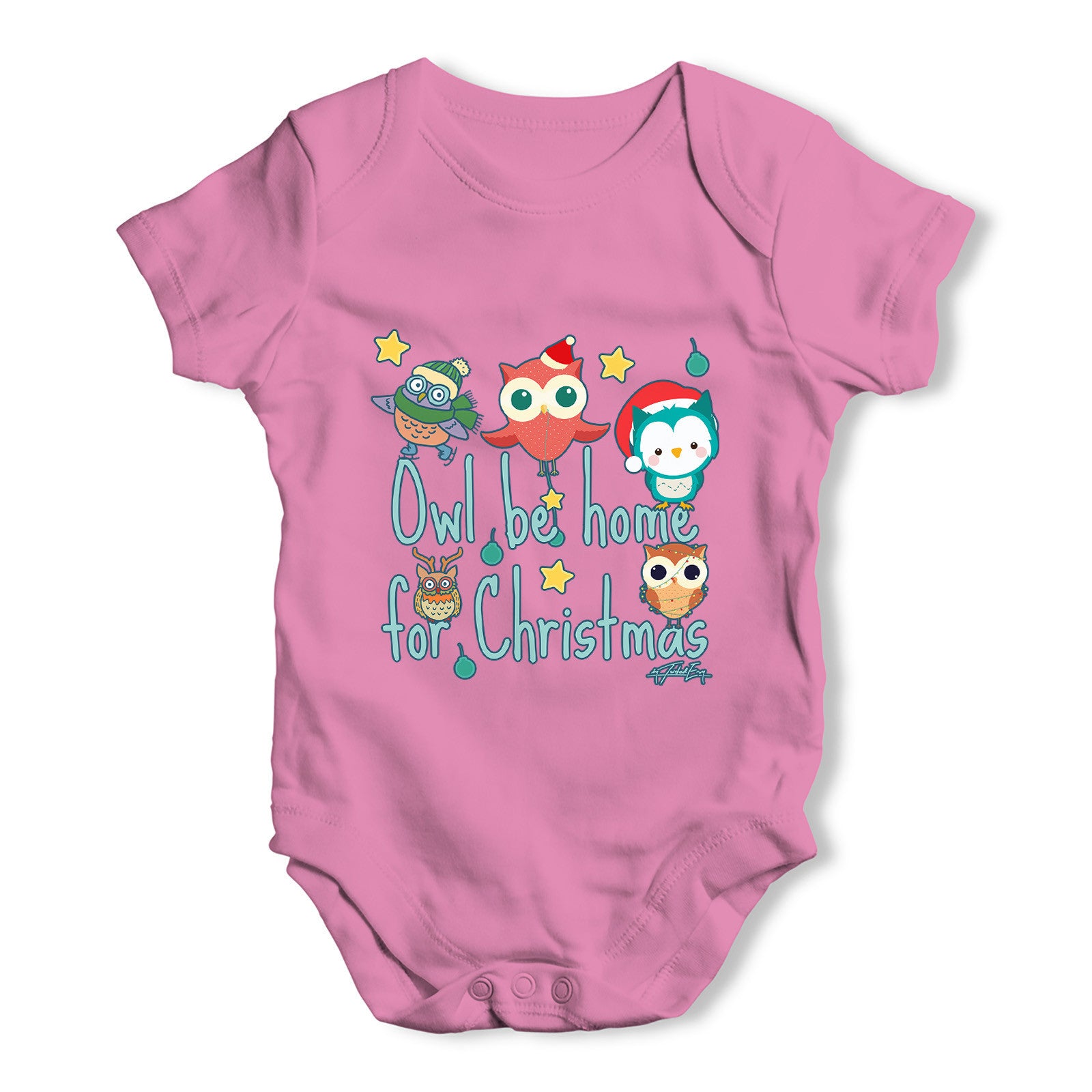 Owl Be Home For Christmas Baby Grow Bodysuit
