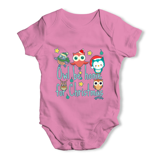 Owl Be Home For Christmas Baby Grow Bodysuit