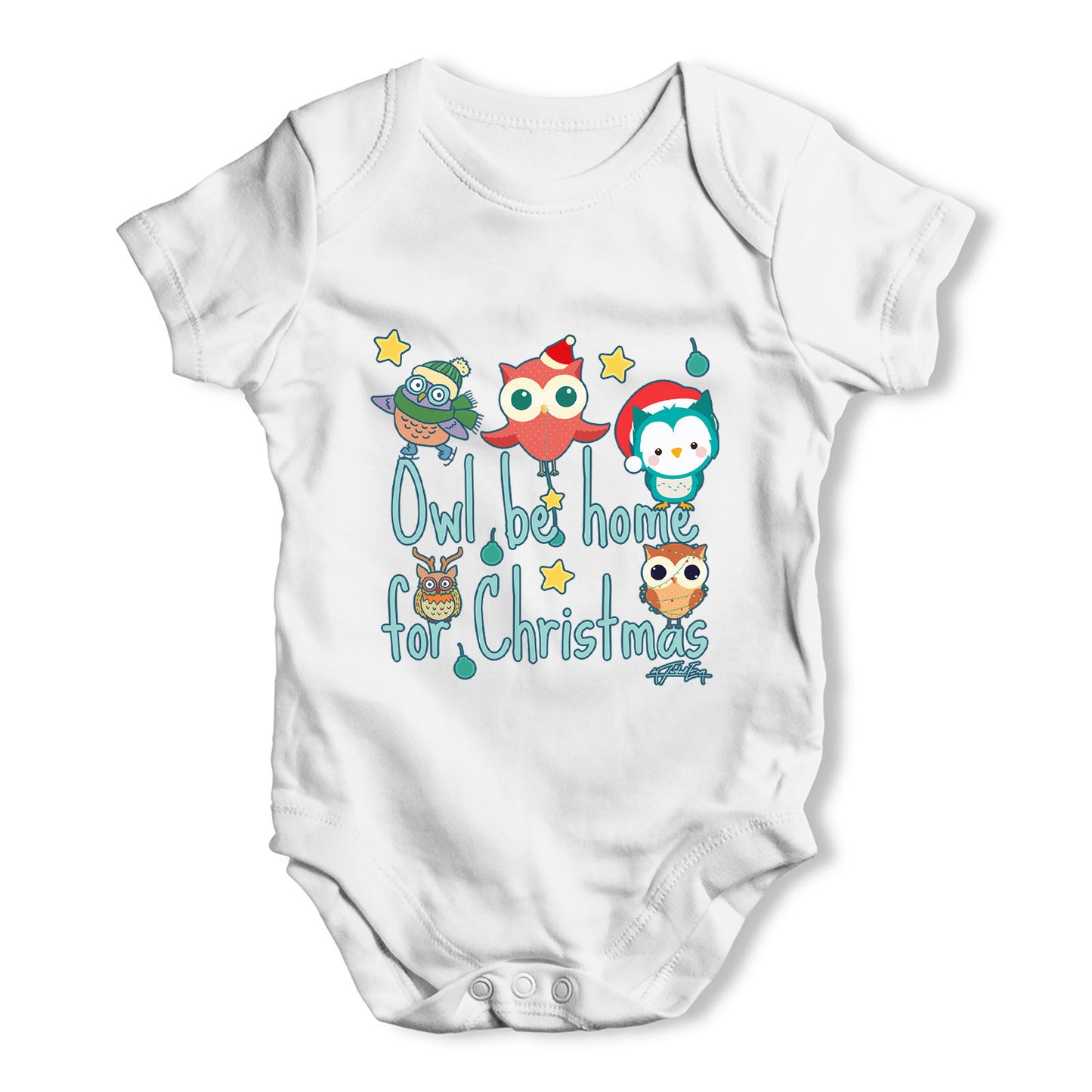 Owl Be Home For Christmas Baby Grow Bodysuit