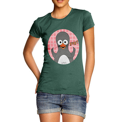 Women's Guin Penguin Yay! Emoticon T-Shirt
