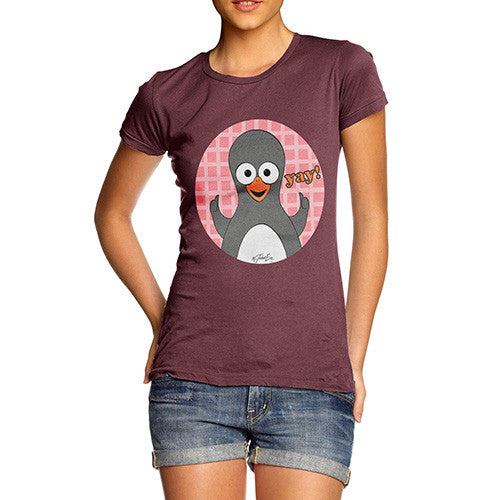 Women's Guin Penguin Yay! Emoticon T-Shirt
