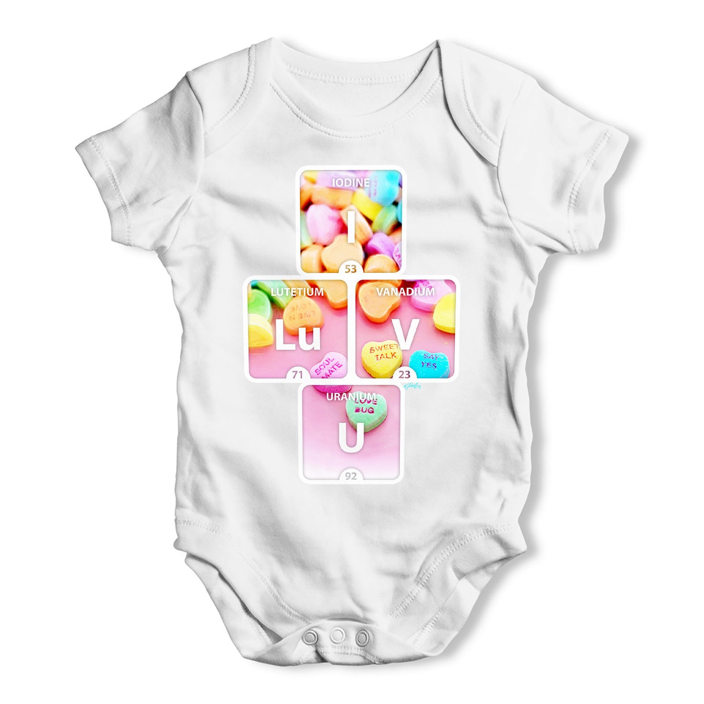 I Luv U Periodic Table Baby Grow Bodysuit