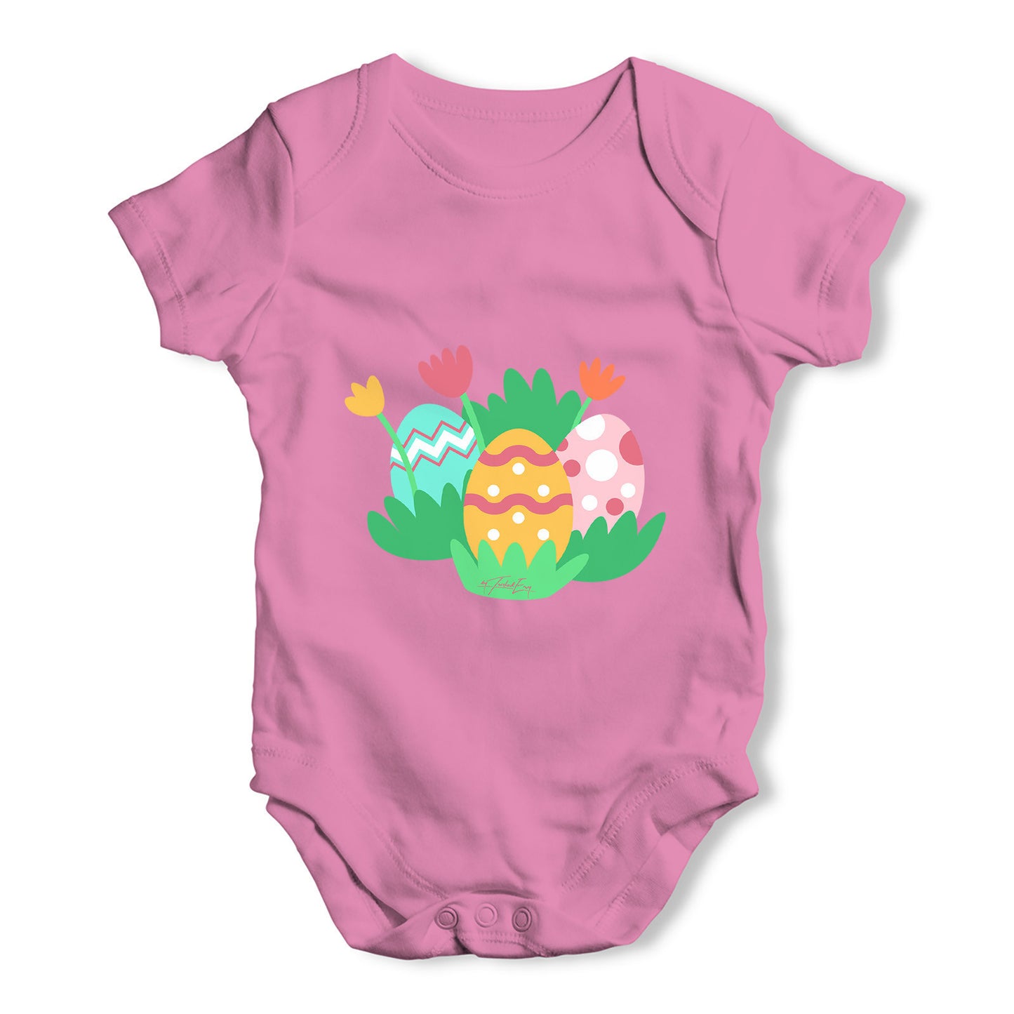 Easter Eggs in Spring Field Baby Grow Bodysuit